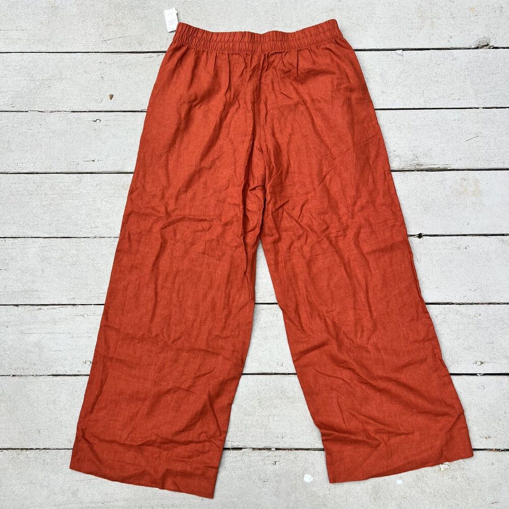 Old Navy Super Wide Leg High Rise Linen Blend Pants Orange-Size M